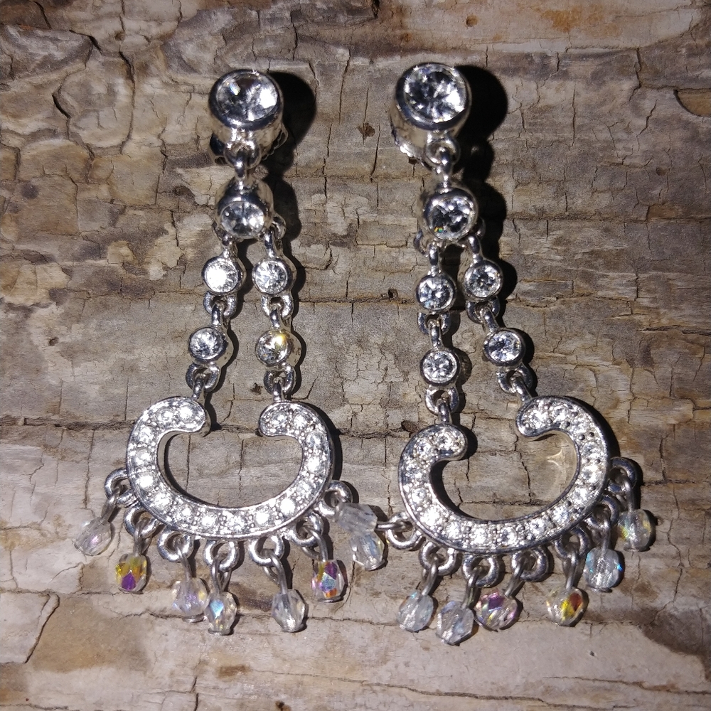 Carolee Silver Crystal Drop Earrings